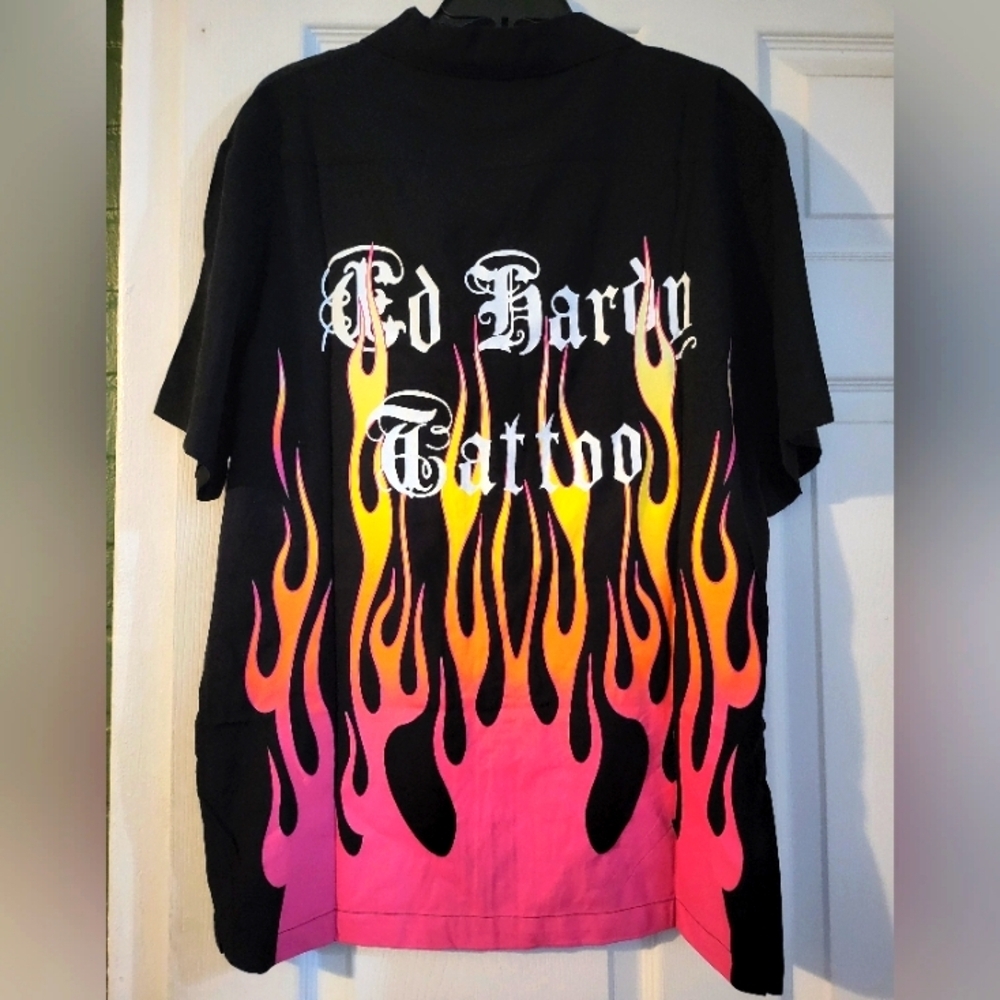 NWT Ed Hardy men's button up tshirt men's size large